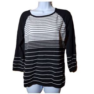 Cable & Gauge 3/4 sleeve striped top womens medium
